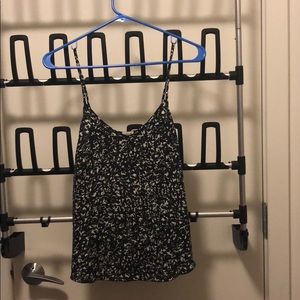 Speckled black silk tank